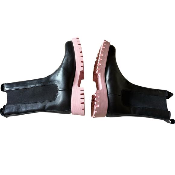 Steve Madden Black & Pink Midrise Chelsea Leather  Boots  size 7 - Picture 5 of 5